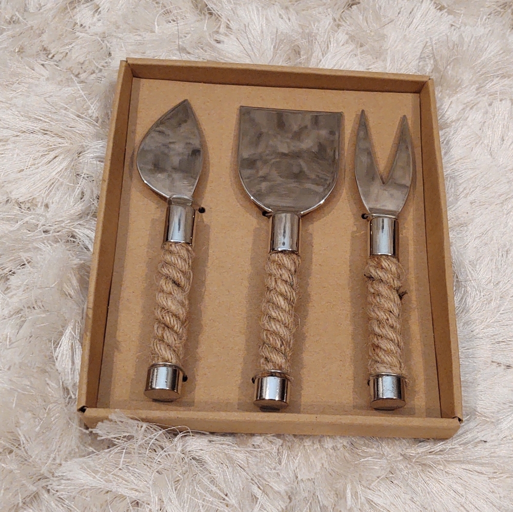 Thirstystone 3 piece cheese knife set rope set